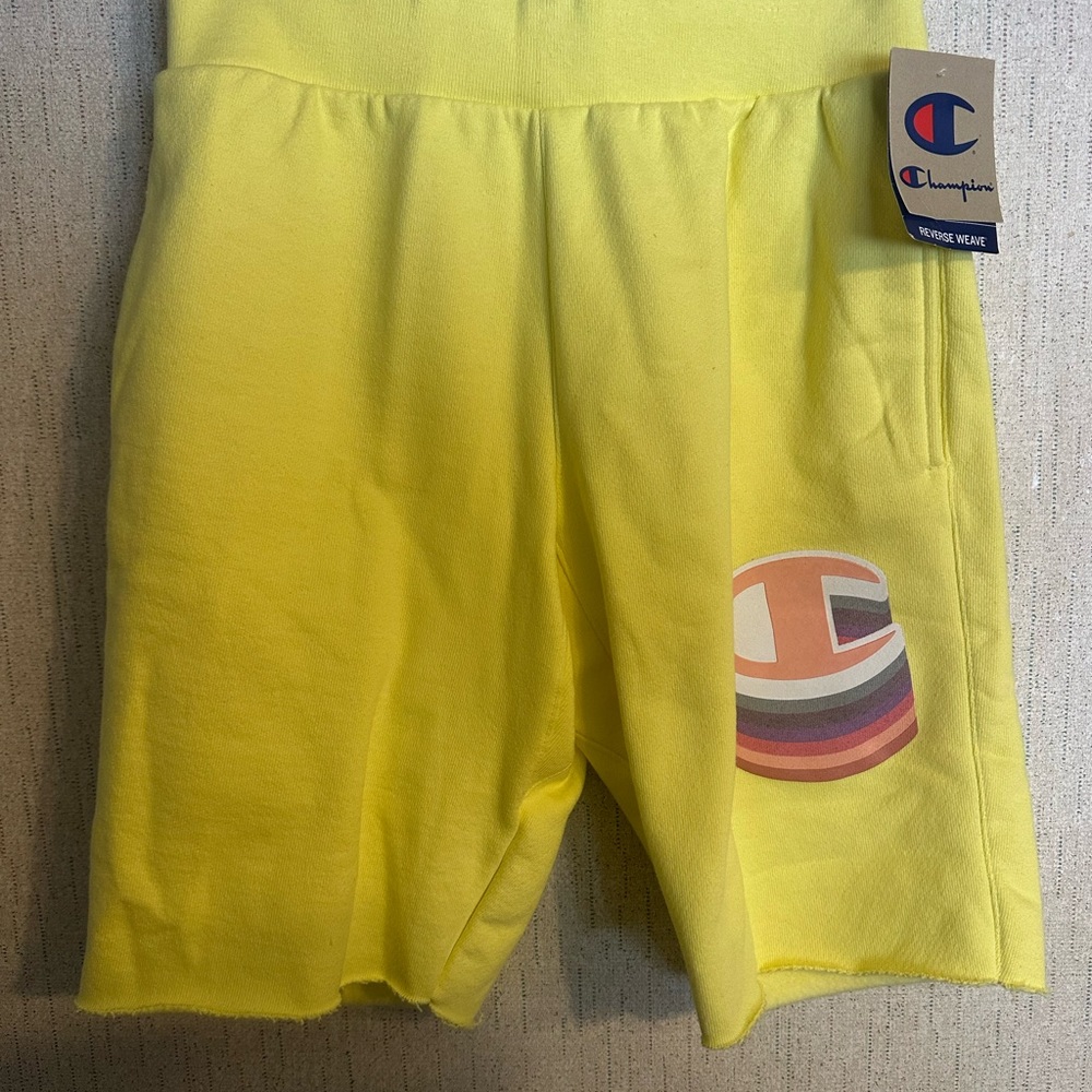 Champion Men's Reverse Weave Cut Off Shorts: YELLOW: NWT: SZ S